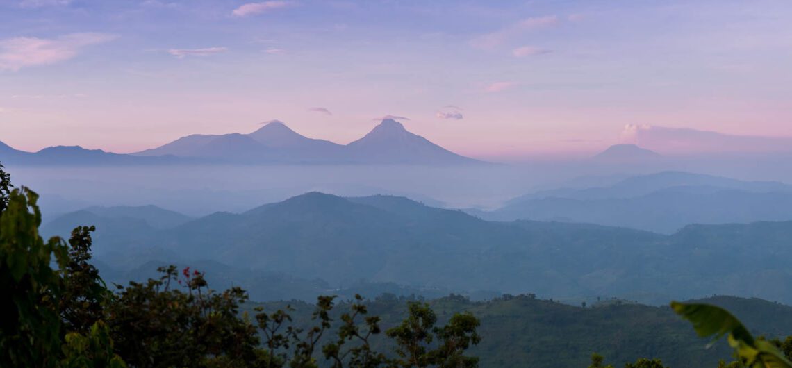 The Virunga Mountains are a stunning chain of volcanoes located in Central Africa, straddling the borders of Rwanda, Uganda, and DRC