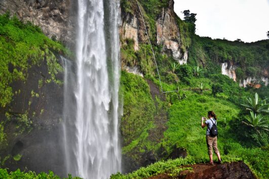 The Sipi Falls one of the popular beautiful natural attractions in Uganda near the town of Kapchorwa along the foothills of Mount Elgon